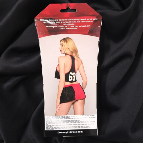 Dreamgirl Tackle Me Cheerleader Costume Set Crop Top Mini Skirt Whistle One Size - Picture 4 of 8